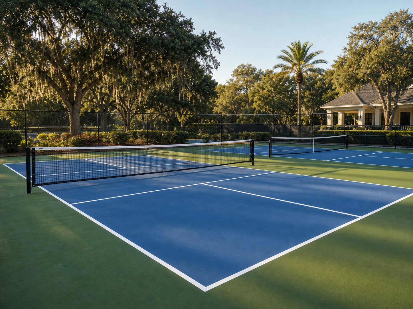 Fresh blue and green pickleball courts concept