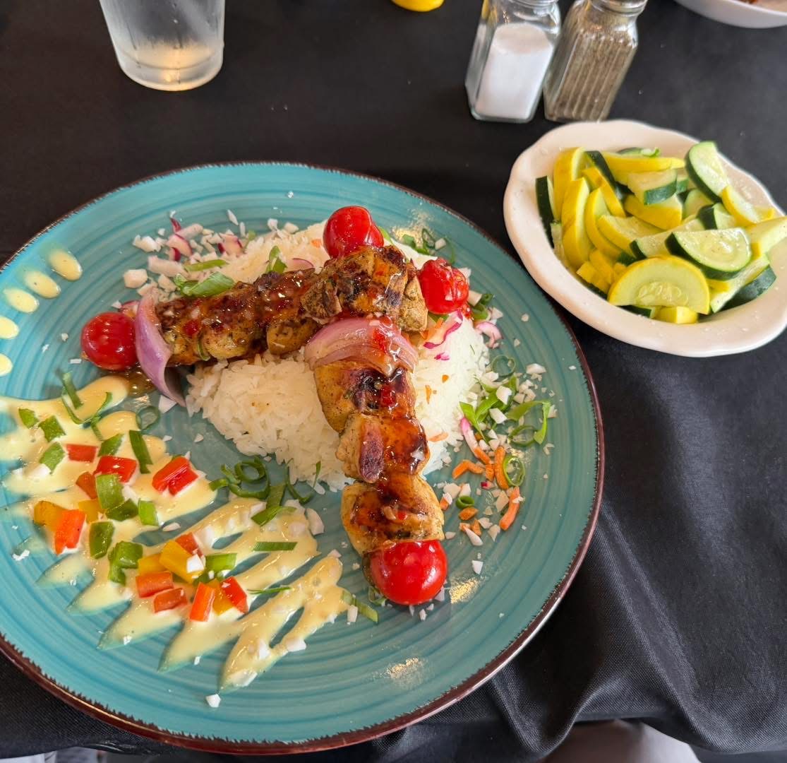 Chicken skewer lunch plate